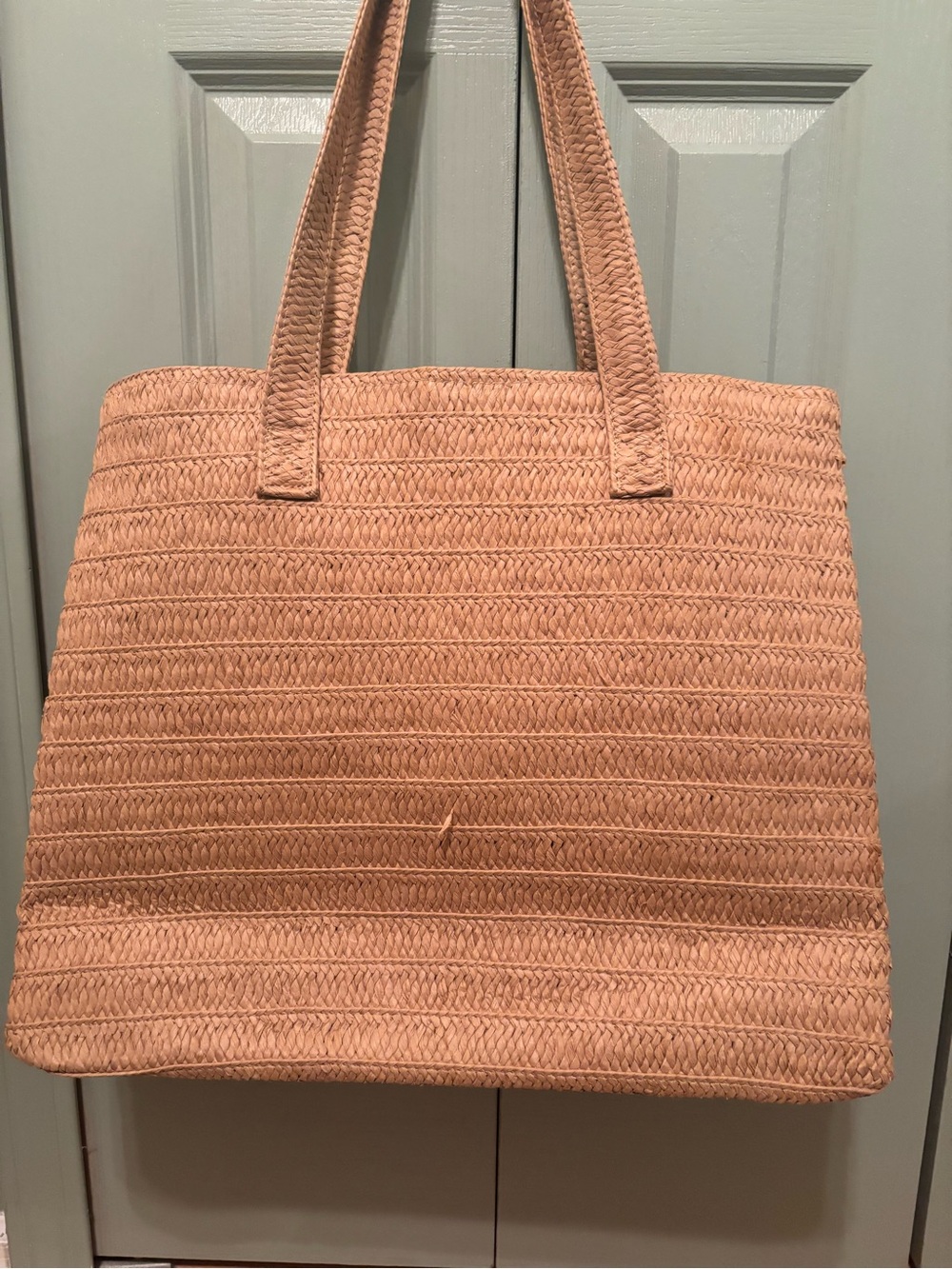 Beach Tote Bag - Tan Straw Bag with Colorful Embroidery - Picture 2 of 5